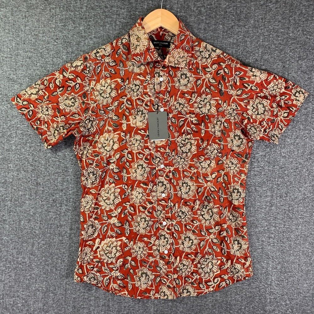 Spier & Mackay Shirt Men 15.5 Slim Floral Print Short Sleeve Button Cotton NEW
